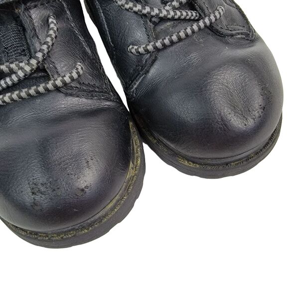 OshKosh Black Tallow Boots Boys Sz 7 Gray Faux Leather Fur Lined Lug Sole Shoes - Picture 5 of 7